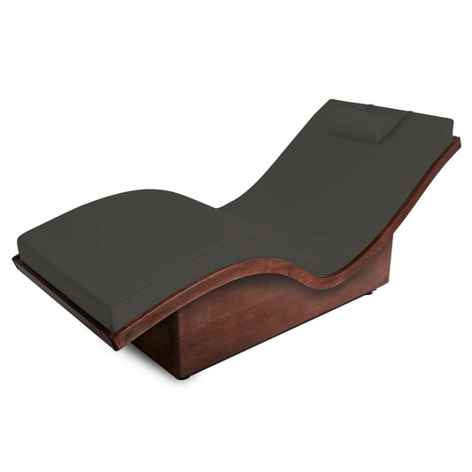 Living Earth Crafts NuWave Salt Room lounger with graphite gray upholstery and wood base