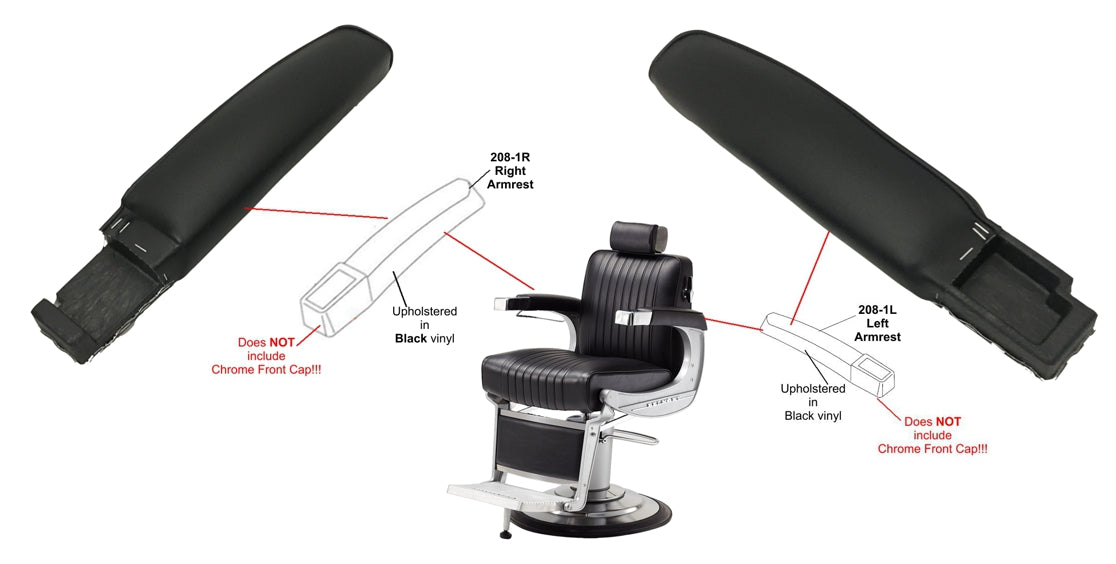 Takara Belmont Left or Right Complete Vinyl Arm for Elegance Barber Chair