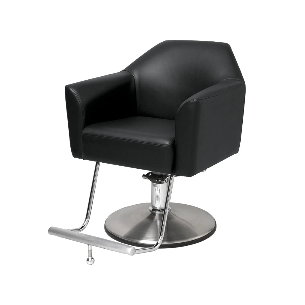 Takara Belmont Facet Black Styling Chair with chrome footrest