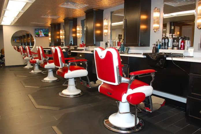 Takara Belmont Legacy Red Barber Chairs in Barber Shop