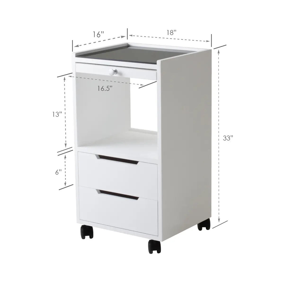 Dimension diagram of the Living Earth Crafts Alpha 2 trolley showing height, width and depth