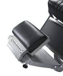 Takara Belmont Elegance 225 barber chair heelrest mounted above the metal footrest