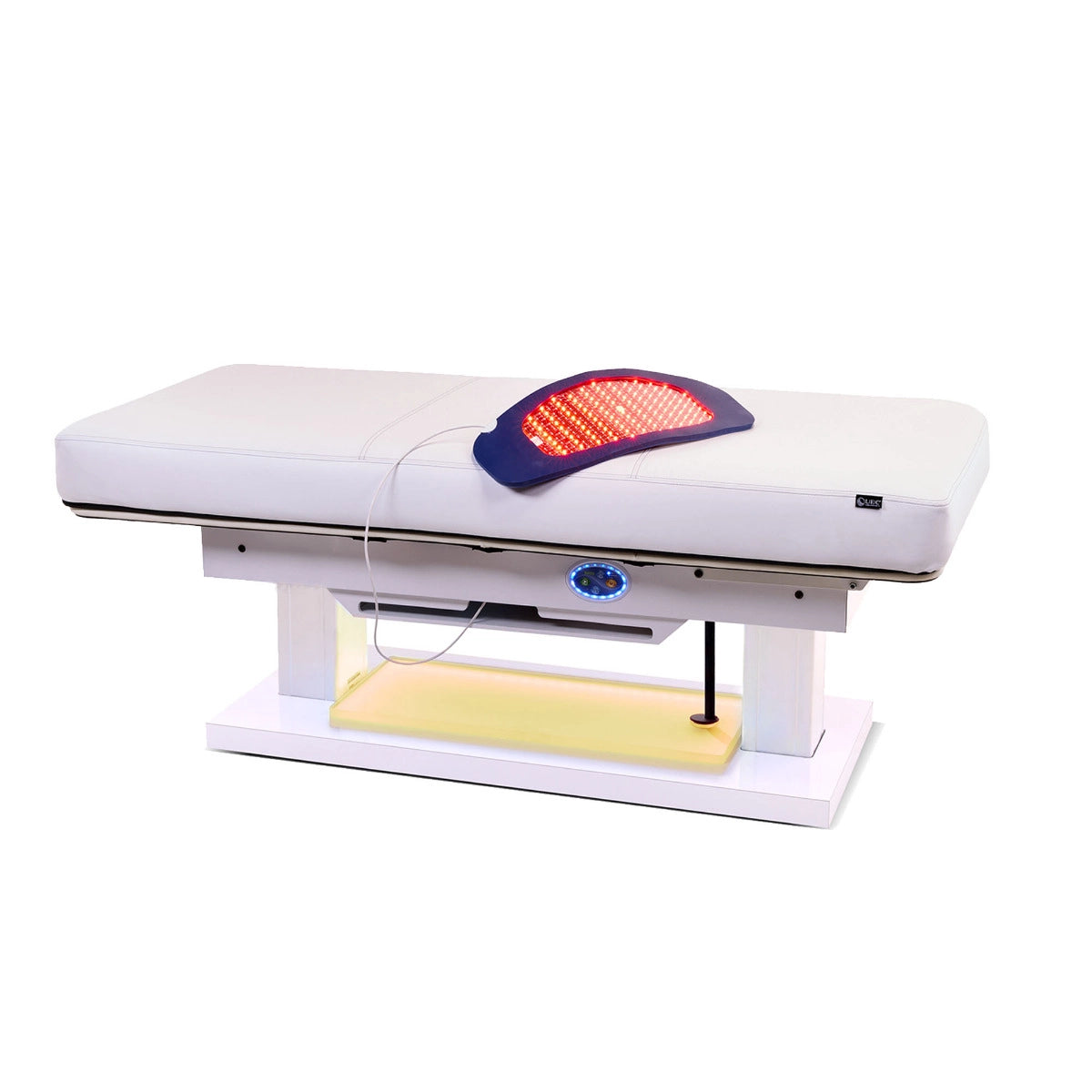Living Earth Crafts Cascade table lying flat with an illuminated therapy blanket on top