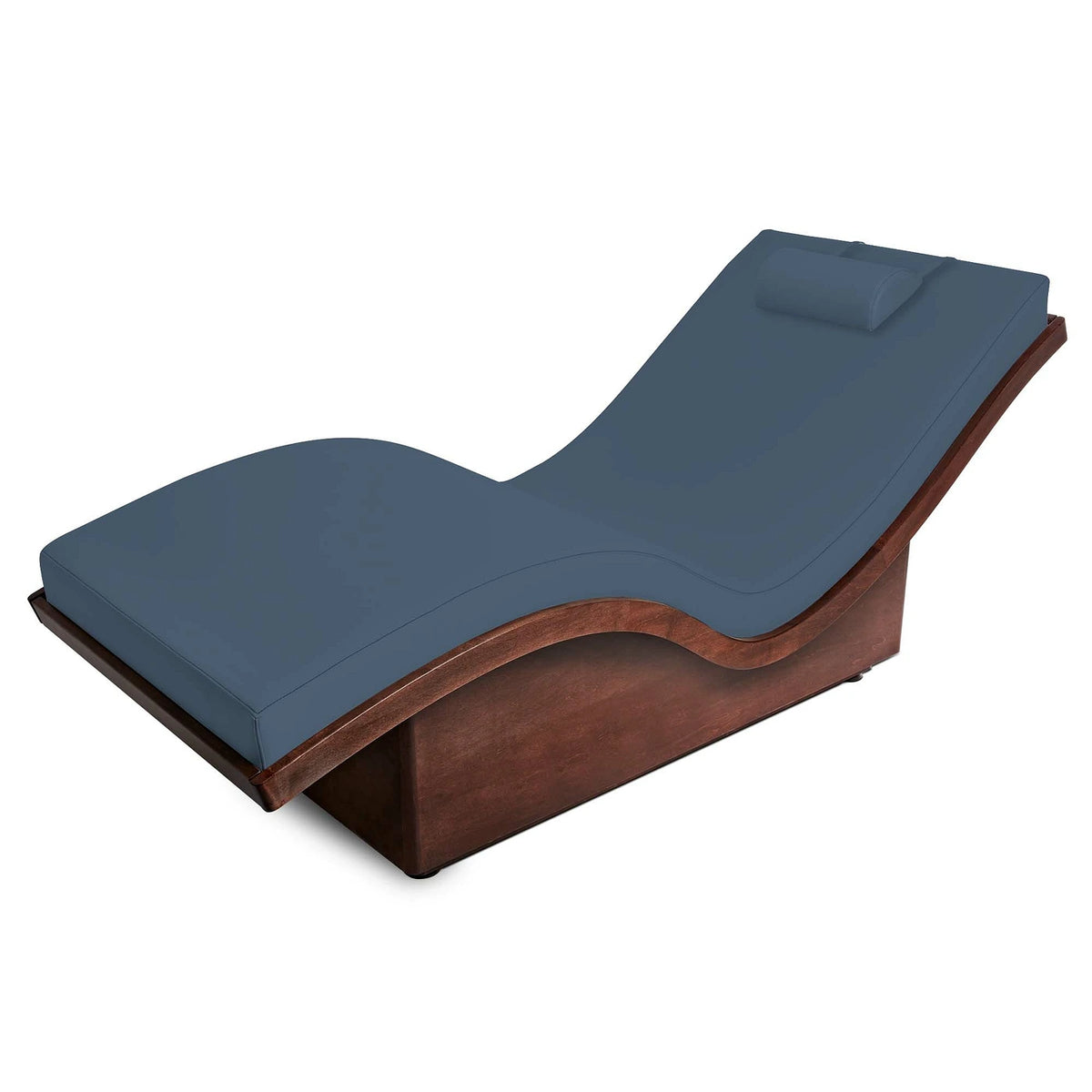 Living Earth Crafts NuWave Salt Room lounger with marine blue upholstery and wood base