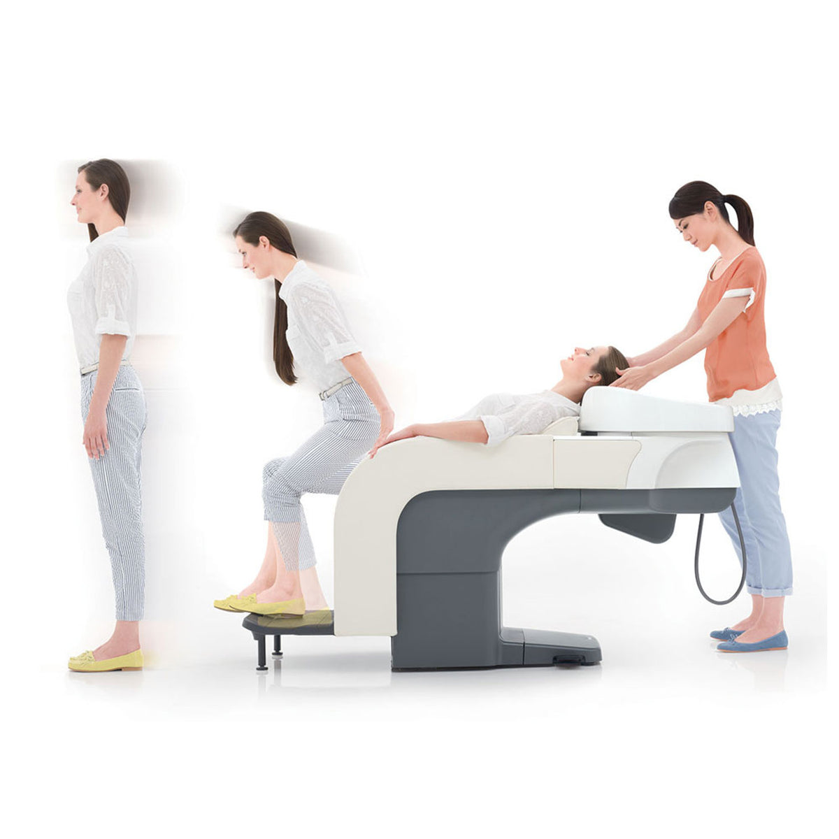 Takara Belmont YUME IXI illustration showing a client sitting down and reclining for a shampoo