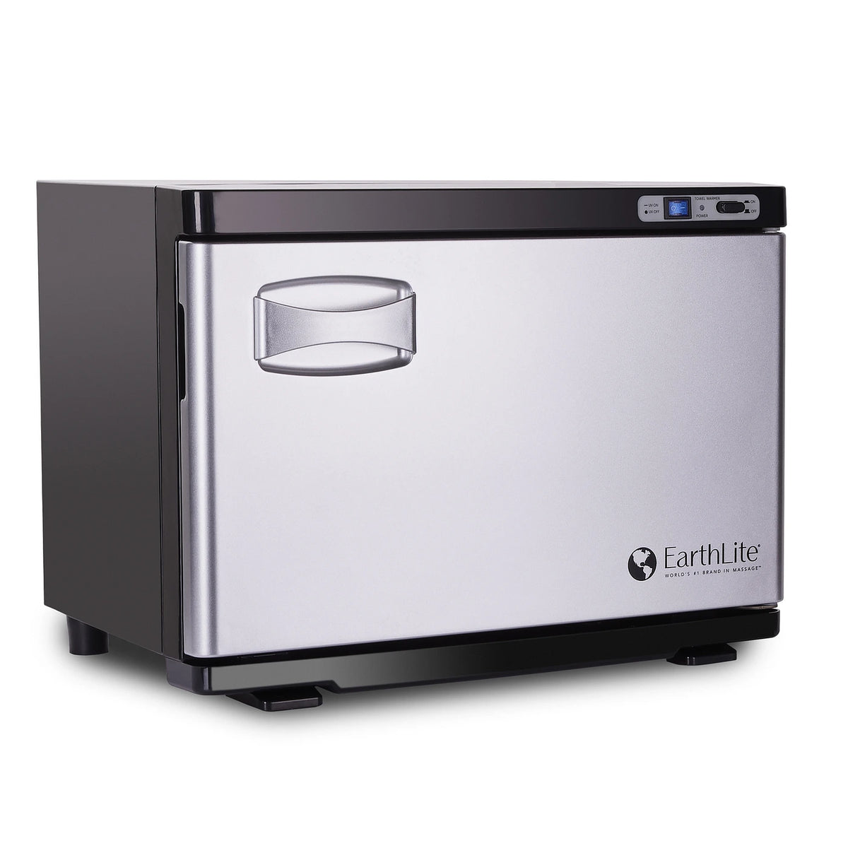 Black Earthlite Standard hot towel cabinet with closed door and digital control