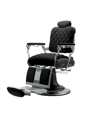 Takara Belmont Legacy 100 Premium Vintage Diamond barber chair with black diamond-quilted upholstery