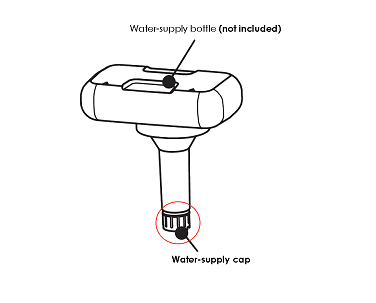 Diagram showing the Spa Mist II water supply cap below the water bottle; bottle not included