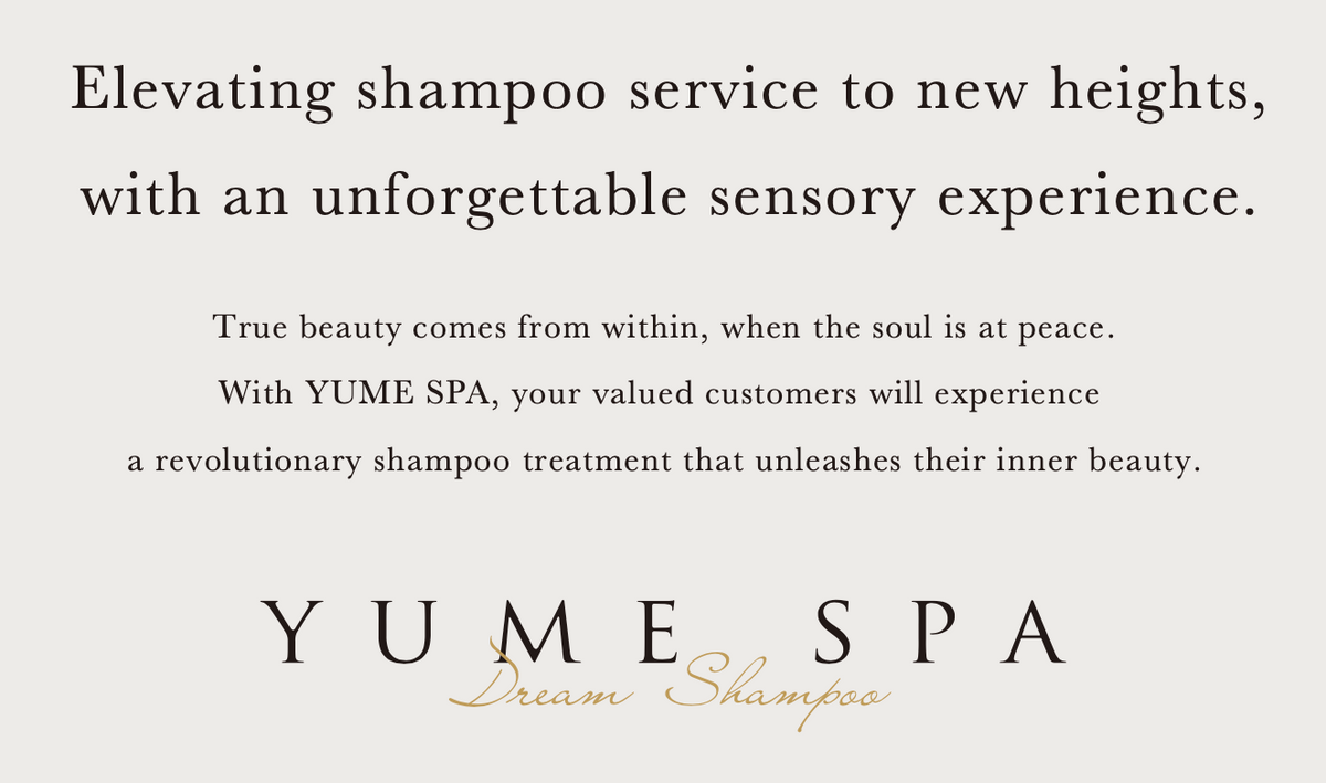 YUME SPA promotional graphic: Elevating shampoo service with an unforgettable sensory experience
