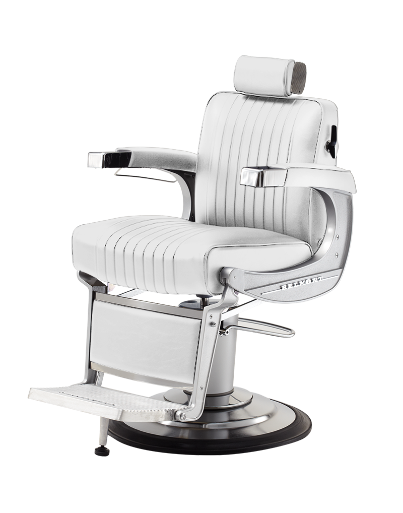 Takara Belmont 225 Classic Elegance barber chair in white upholstery
